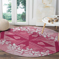 Bula Fiji Plumeria Tagimoucia Salusalu Pink Round Carpet Kaiviti Masi LT7 - Polynesian Pride