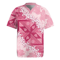 Bula Fiji Plumeria Tagimoucia Salusalu Pink Rugby Jersey Kaiviti Masi LT7 Pink - Polynesian Pride