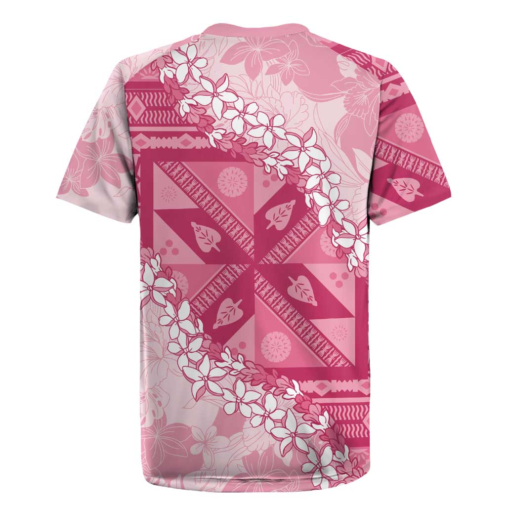Bula Fiji Plumeria Tagimoucia Salusalu Pink Rugby Jersey Kaiviti Masi LT7 - Polynesian Pride
