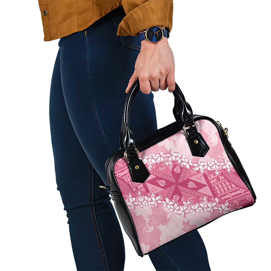 Bula Fiji Plumeria Tagimoucia Salusalu Pink Shoulder Handbag Kaiviti Masi LT7 - Polynesian Pride