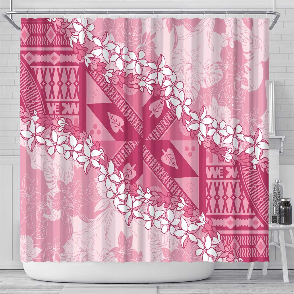 Bula Fiji Plumeria Tagimoucia Salusalu Pink Shower Curtain Kaiviti Masi LT7 - Polynesian Pride