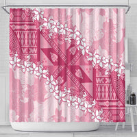 Bula Fiji Plumeria Tagimoucia Salusalu Pink Shower Curtain Kaiviti Masi LT7 - Polynesian Pride