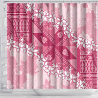 Bula Fiji Plumeria Tagimoucia Salusalu Pink Shower Curtain Kaiviti Masi LT7 - Polynesian Pride