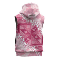 Bula Fiji Plumeria Tagimoucia Salusalu Pink Sleeveless Zip Hoodie Kaiviti Masi LT7 - Polynesian Pride