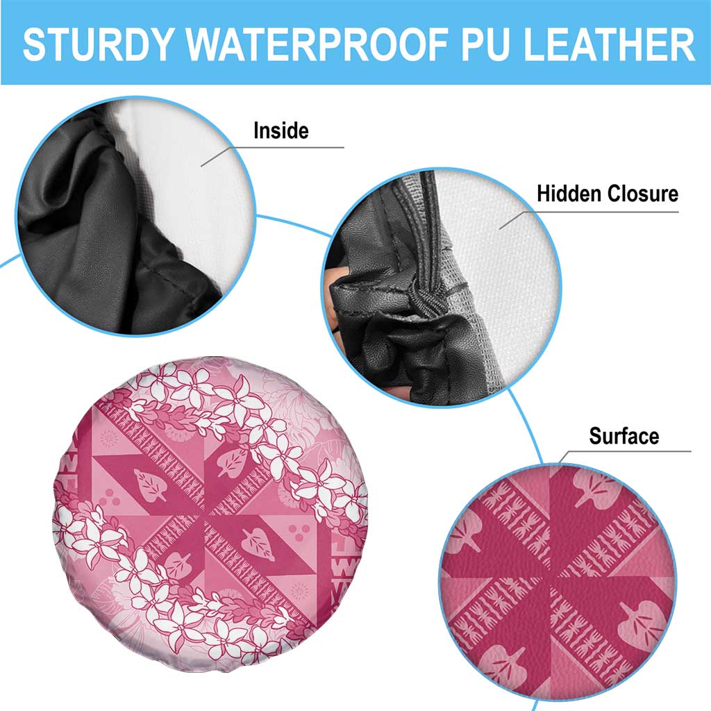 Bula Fiji Plumeria Tagimoucia Salusalu Pink Spare Tire Cover Kaiviti Masi LT7 - Polynesian Pride