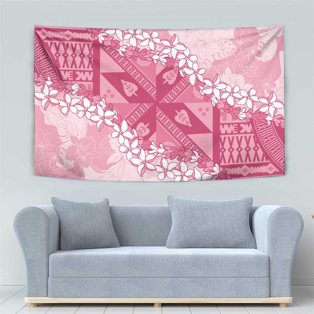 Bula Fiji Plumeria Tagimoucia Salusalu Pink Tapestry Kaiviti Masi LT7 - Polynesian Pride