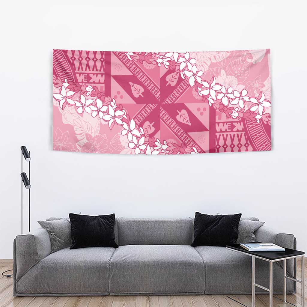 Bula Fiji Plumeria Tagimoucia Salusalu Pink Tapestry Kaiviti Masi LT7 - Polynesian Pride