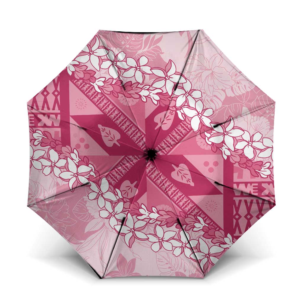 Bula Fiji Plumeria Tagimoucia Salusalu Pink Umbrella Kaiviti Masi LT7 One Size Folded 11.42 inch Opened Diameter 37.4 inch Pink - Polynesian Pride