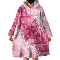 Bula Fiji Plumeria Tagimoucia Salusalu Pink Wearable Blanket Hoodie Kaiviti Masi LT7 - Polynesian Pride
