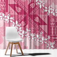 Bula Fiji Plumeria Tagimoucia Salusalu Pink Window Curtain Kaiviti Masi LT7 - Polynesian Pride