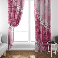 Bula Fiji Plumeria Tagimoucia Salusalu Pink Window Curtain Kaiviti Masi LT7 - Polynesian Pride