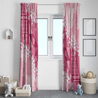 Bula Fiji Plumeria Tagimoucia Salusalu Pink Window Curtain Kaiviti Masi LT7 - Polynesian Pride