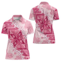 Bula Fiji Plumeria Tagimoucia Salusalu Pink Women Polo Shirt Kaiviti Masi LT7 - Polynesian Pride