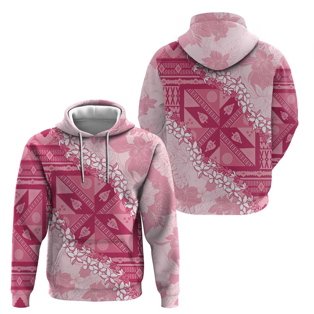 Bula Fiji Plumeria Tagimoucia Salusalu Pink Zip Hoodie Kaiviti Masi LT7 - Polynesian Pride