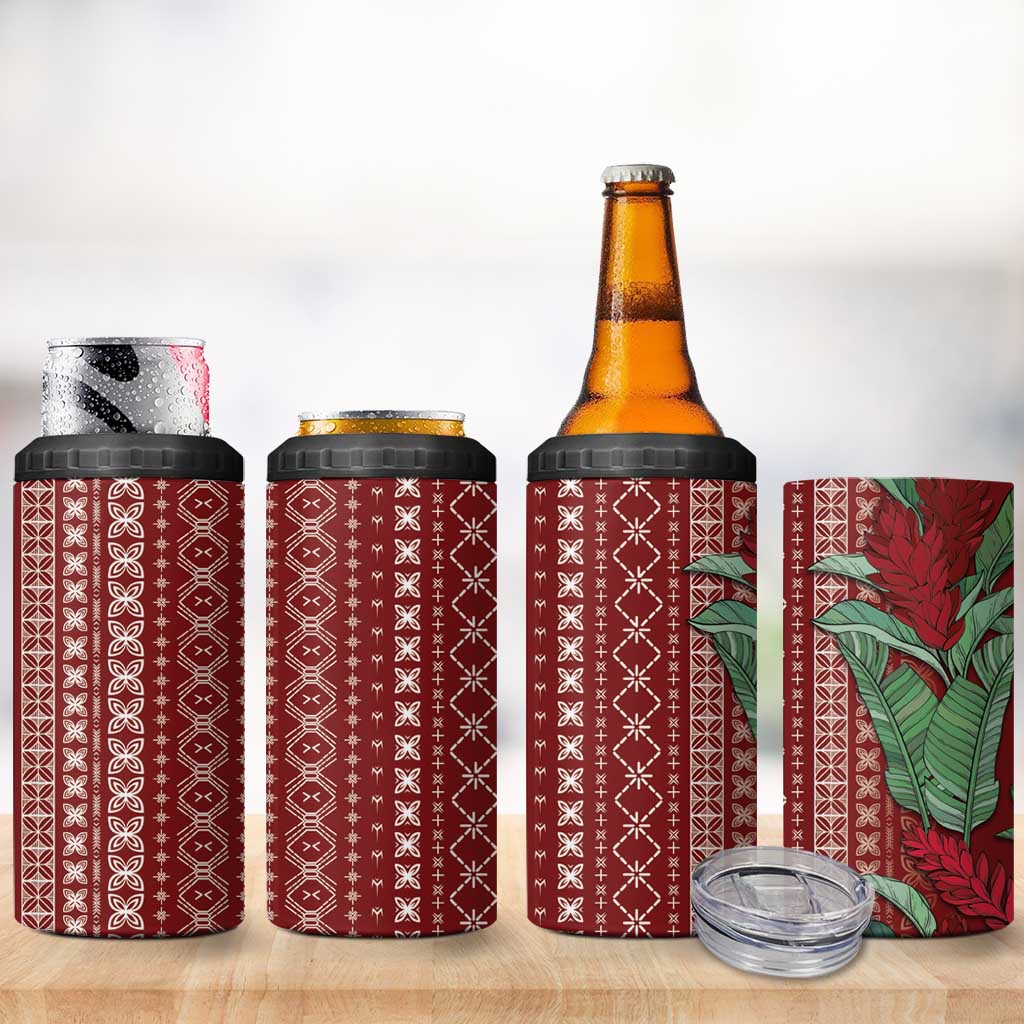 Women's Day Samoa Malu Tattoo Inspired Mix Teuila 4 in 1 Can Cooler Tumbler Scarlet