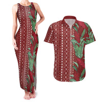 Women's Day Samoa Malu Tattoo Inspired Mix Teuila Couples Matching Tank Maxi Dress and Hawaiian Shirt Scarlet LT7 Scarlet - Polynesian Pride