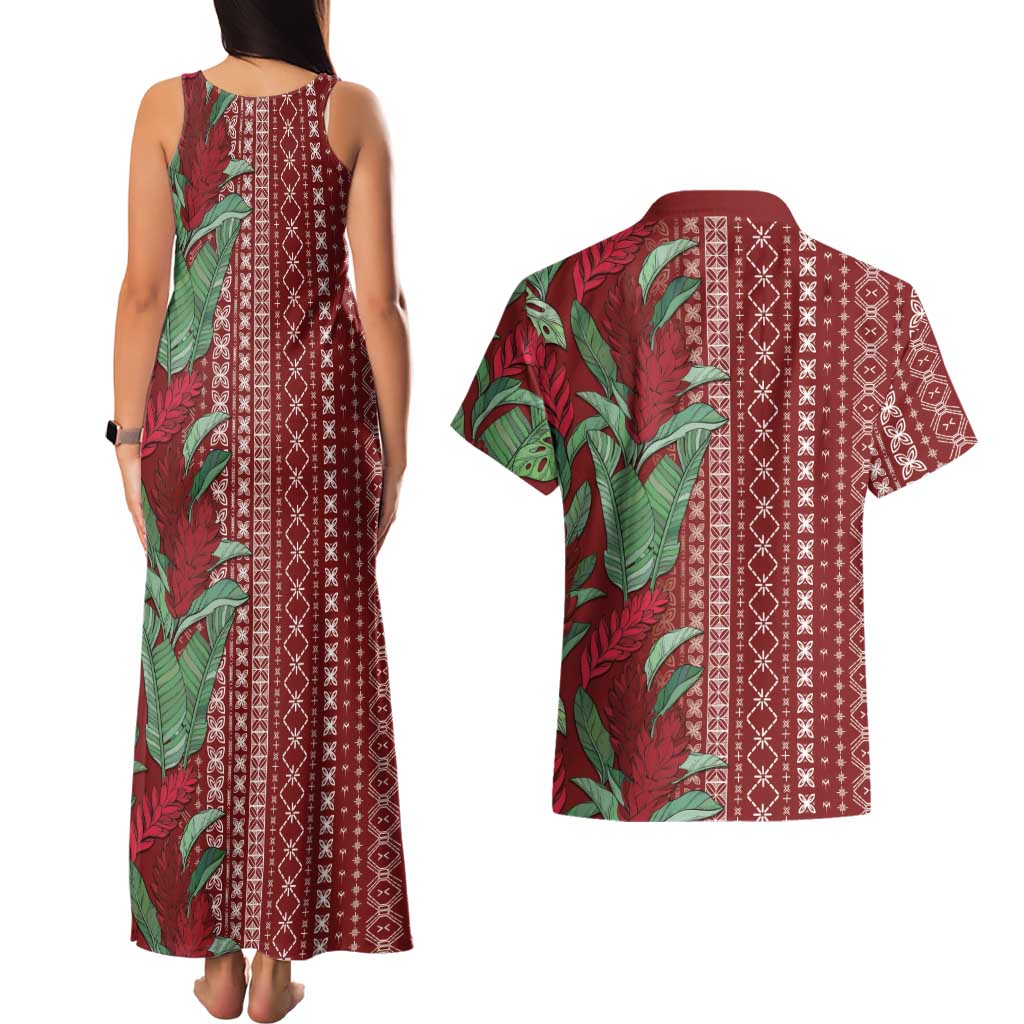 Women's Day Samoa Malu Tattoo Inspired Mix Teuila Couples Matching Tank Maxi Dress and Hawaiian Shirt Scarlet LT7 - Polynesian Pride