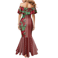 Women's Day Samoa Malu Tattoo Inspired Mix Teuila Family Matching Mermaid Dress and Hawaiian Shirt Scarlet LT7 - Polynesian Pride