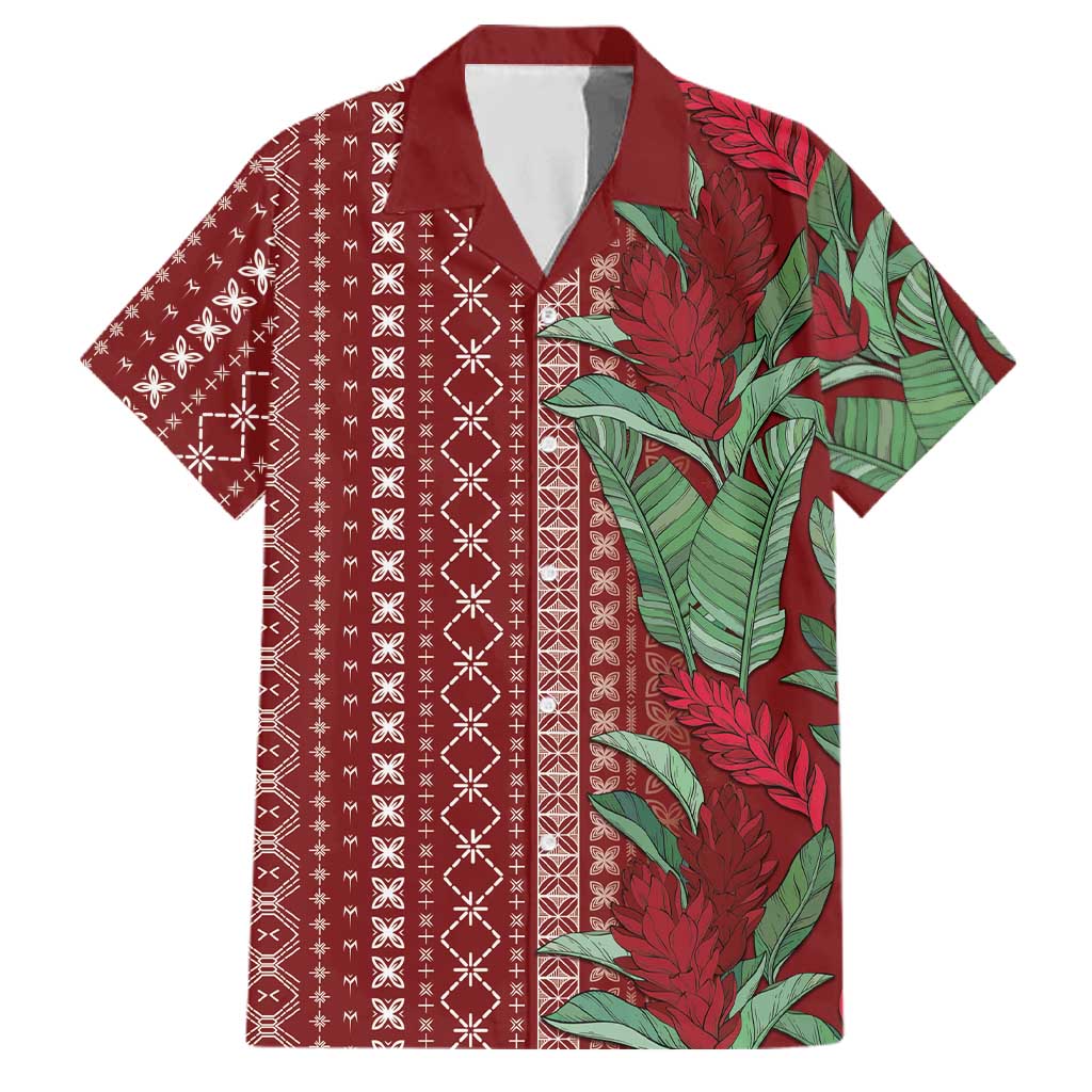 Women's Day Samoa Malu Tattoo Inspired Mix Teuila Family Matching Off Shoulder Maxi Dress and Hawaiian Shirt Scarlet LT7 Dad's Shirt - Short Sleeve Scarlet - Polynesian Pride