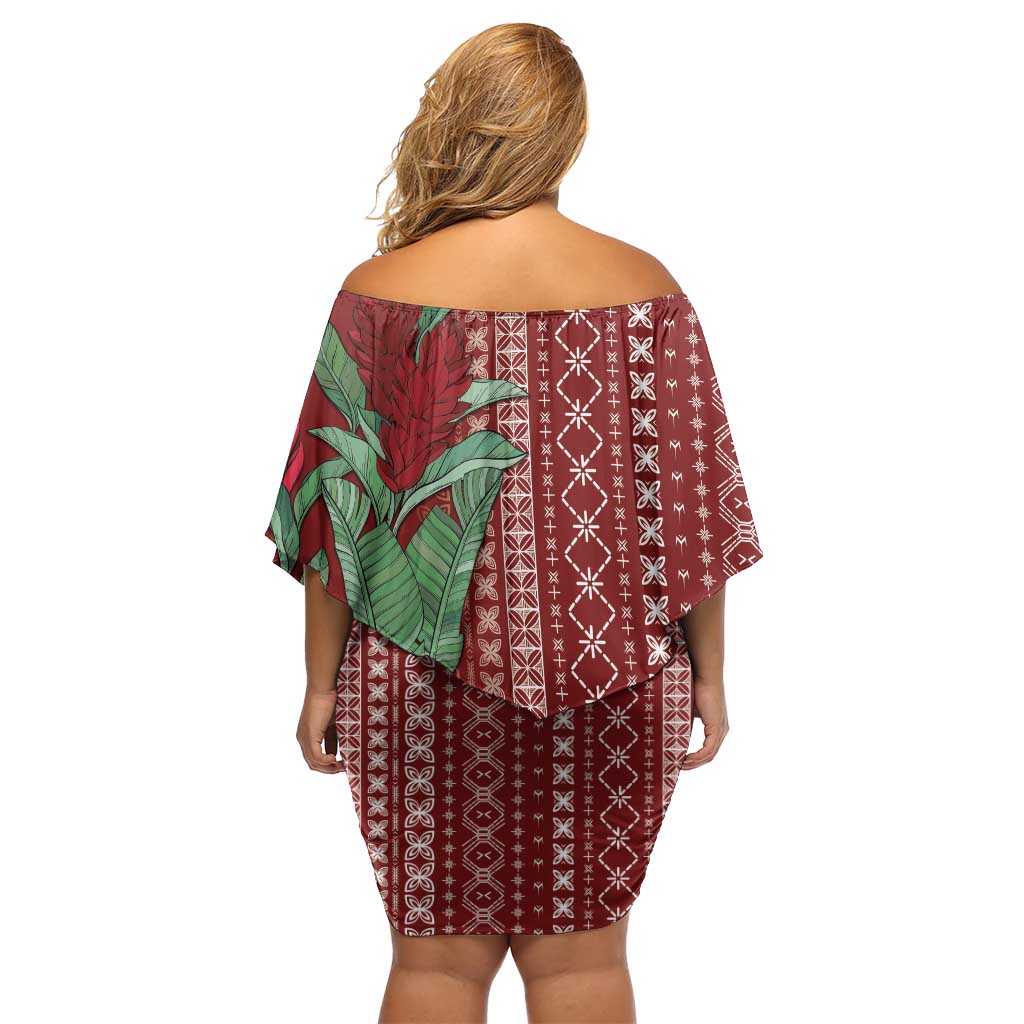 Women's Day Samoa Malu Tattoo Inspired Mix Teuila Family Matching Off Shoulder Short Dress and Hawaiian Shirt Scarlet LT7 - Polynesian Pride