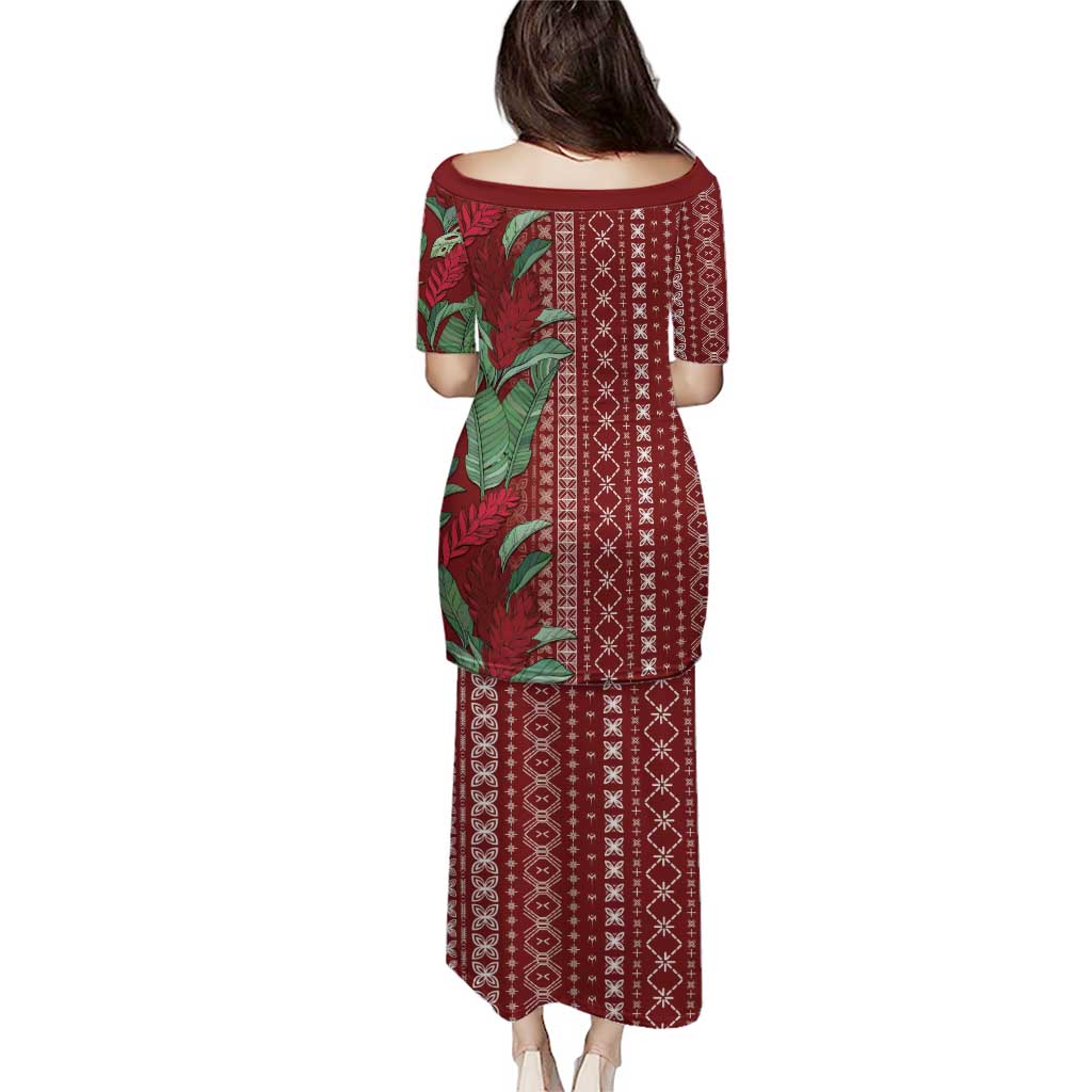 Women's Day Samoa Malu Tattoo Inspired Mix Teuila Family Matching Puletasi and Hawaiian Shirt Scarlet LT7 - Polynesian Pride