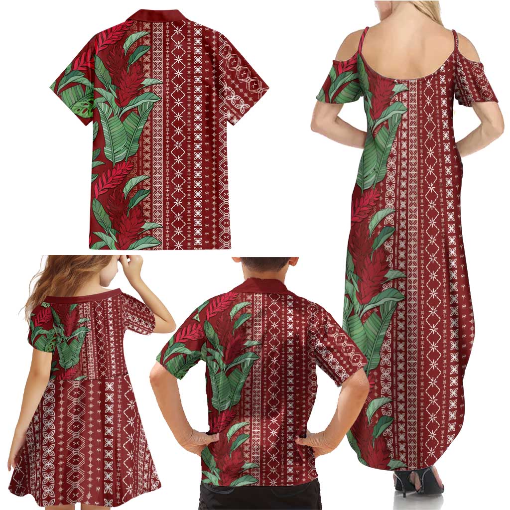 Women's Day Samoa Malu Tattoo Inspired Mix Teuila Family Matching Summer Maxi Dress and Hawaiian Shirt Scarlet LT7 - Polynesian Pride