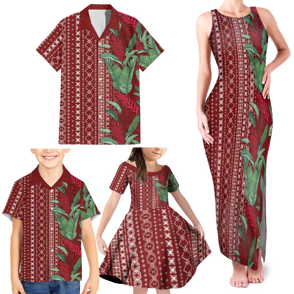 Women's Day Samoa Malu Tattoo Inspired Mix Teuila Family Matching Tank Maxi Dress and Hawaiian Shirt Scarlet LT7 - Polynesian Pride