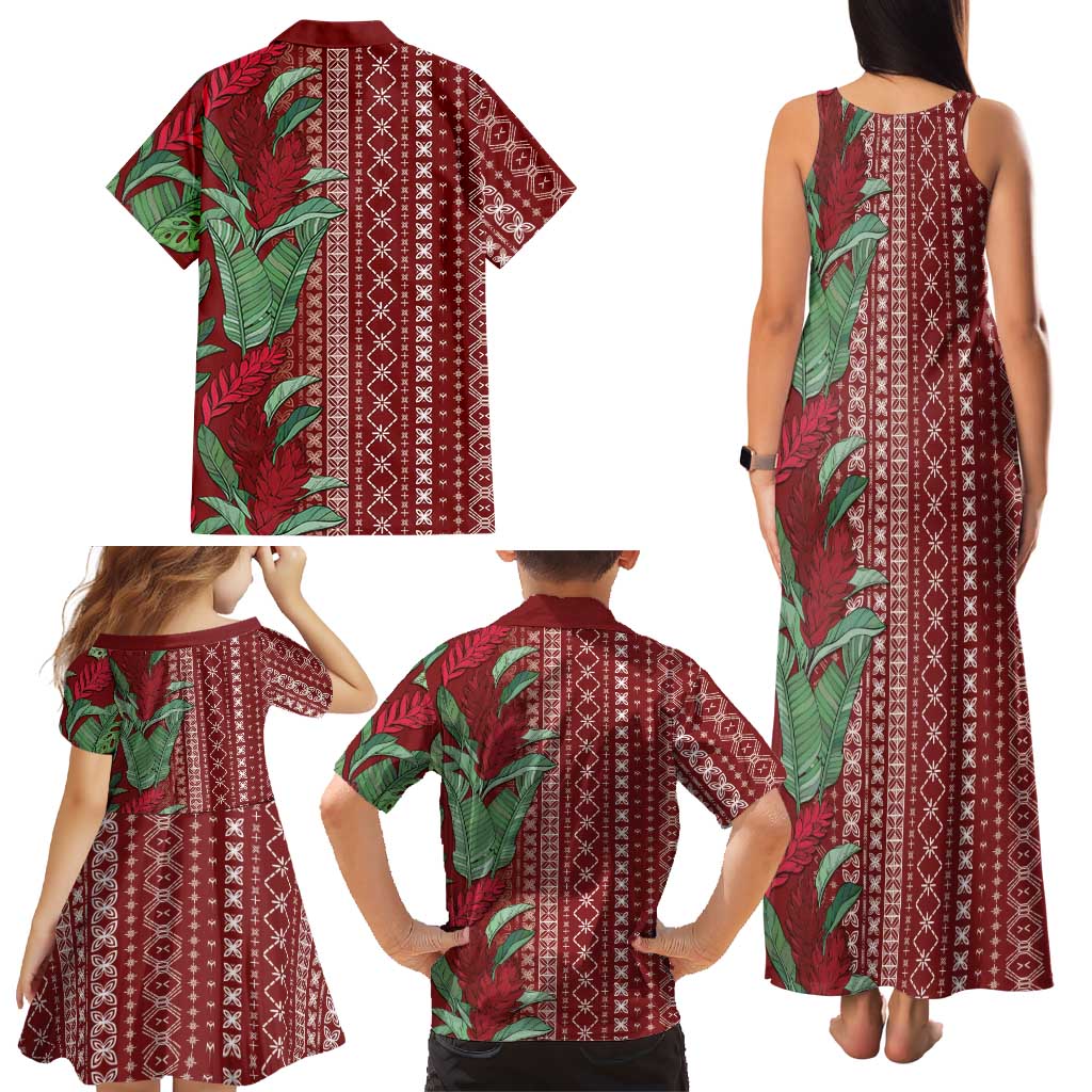 Women's Day Samoa Malu Tattoo Inspired Mix Teuila Family Matching Tank Maxi Dress and Hawaiian Shirt Scarlet LT7 - Polynesian Pride