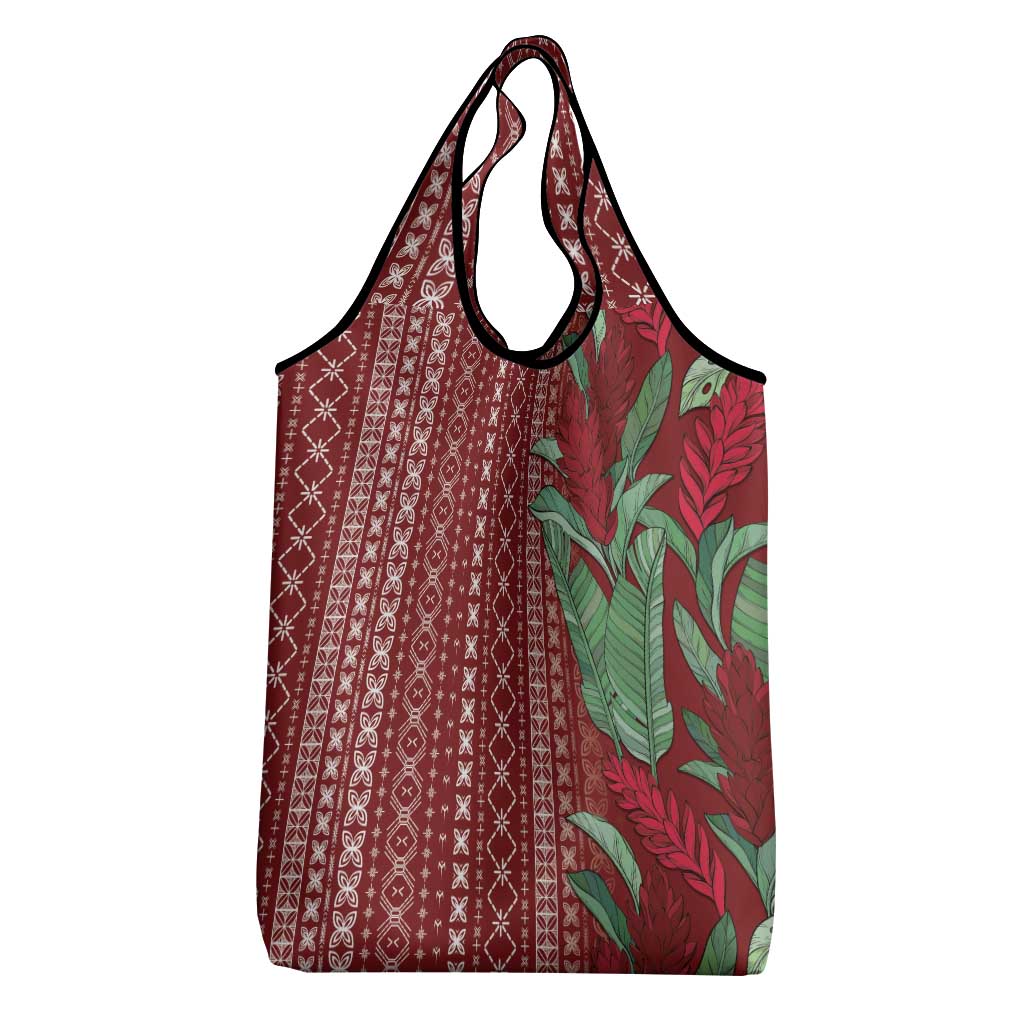Women's Day Samoa Malu Tattoo Inspired Mix Teuila Grocery Bag Scarlet LT7 - Polynesian Pride