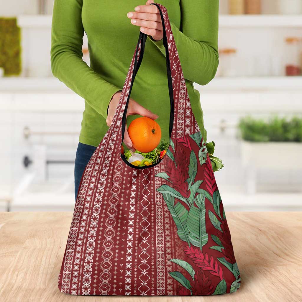 Women's Day Samoa Malu Tattoo Inspired Mix Teuila Grocery Bag Scarlet LT7 - Polynesian Pride