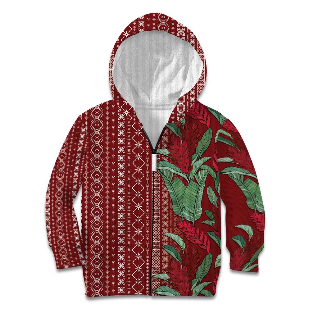 Women's Day Samoa Malu Tattoo Inspired Mix Teuila Kid Hoodie Scarlet LT7 Zip Hoodie Scarlet - Polynesian Pride