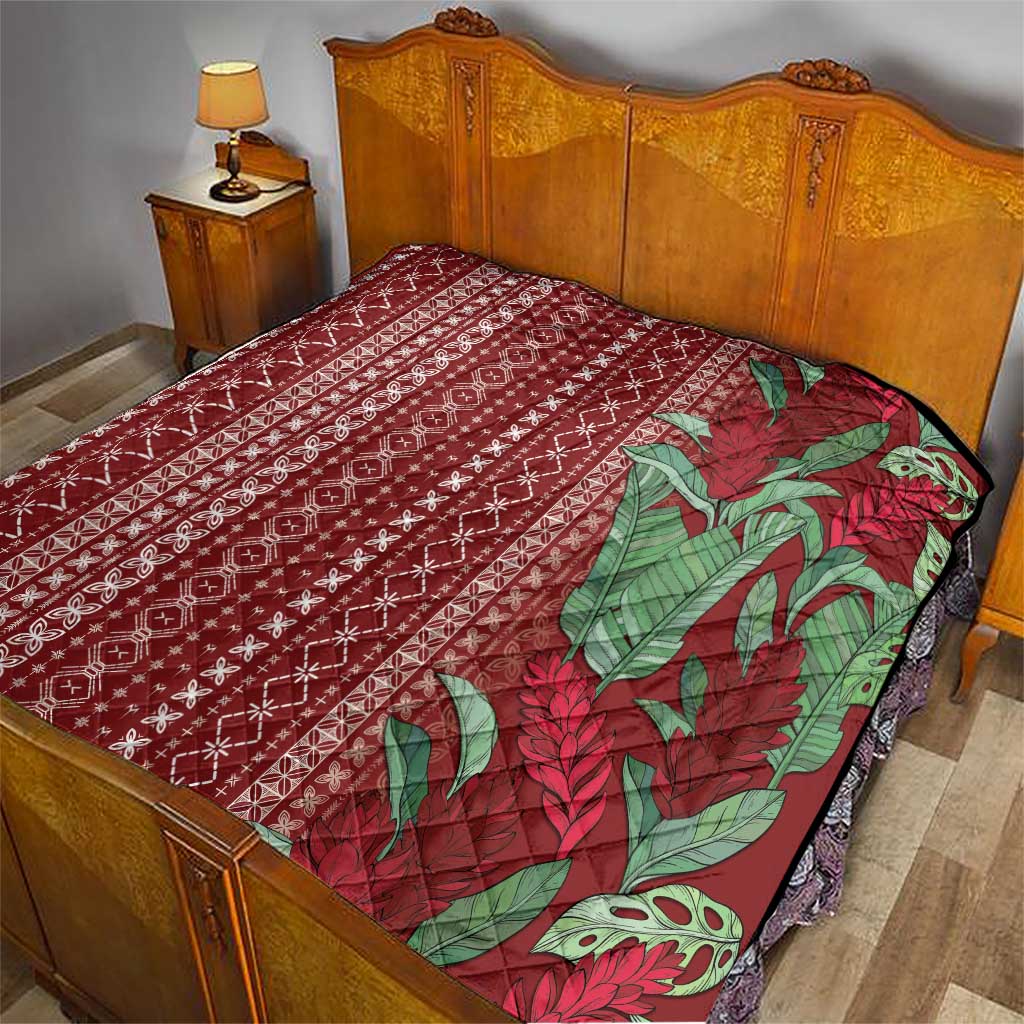 Women's Day Samoa Malu Tattoo Inspired Mix Teuila Quilt Scarlet