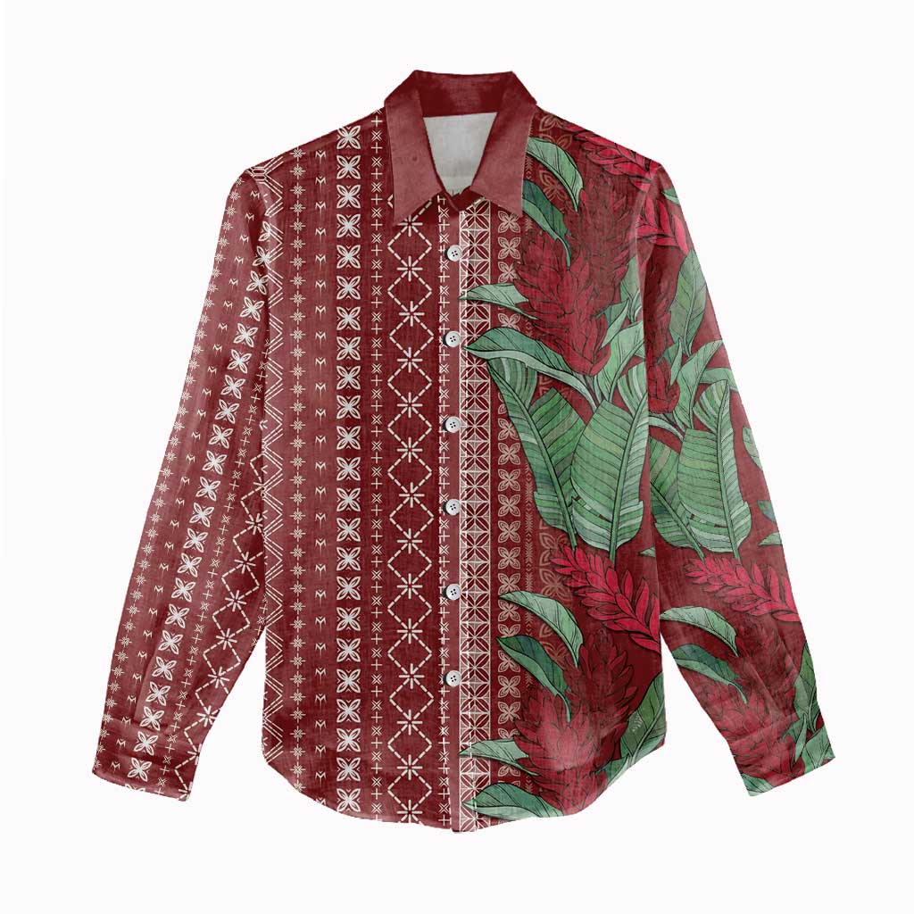 Women's Day Samoa Malu Tattoo Inspired Mix Teuila Women Casual Shirt Scarlet