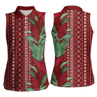 Women's Day Samoa Malu Tattoo Inspired Mix Teuila Women Sleeveless Polo Shirt Scarlet LT7 - Polynesian Pride
