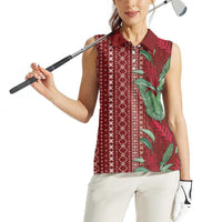 Women's Day Samoa Malu Tattoo Inspired Mix Teuila Women Sleeveless Polo Shirt Scarlet LT7 - Polynesian Pride