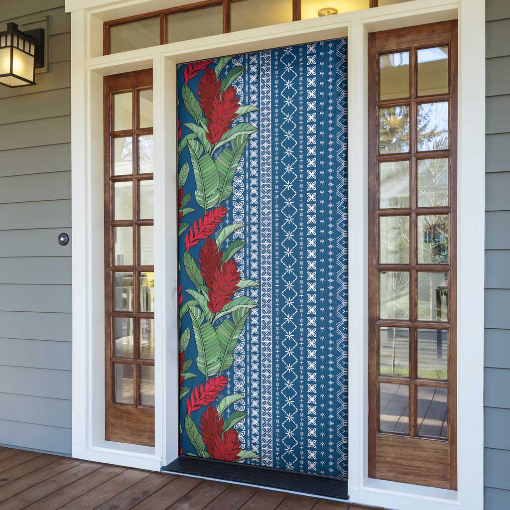 Women's Day Samoa Malu Tattoo Inspired Mix Teuila Door Cover Royal Blue