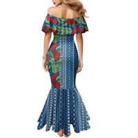 Women's Day Samoa Malu Tattoo Inspired Mix Teuila Family Matching Mermaid Dress and Hawaiian Shirt Royal Blue LT7 - Polynesian Pride