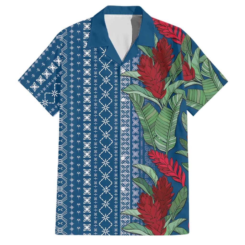 Women's Day Samoa Malu Tattoo Inspired Mix Teuila Family Matching Off Shoulder Maxi Dress and Hawaiian Shirt Royal Blue LT7 Dad's Shirt - Short Sleeve Royal Blue - Polynesian Pride
