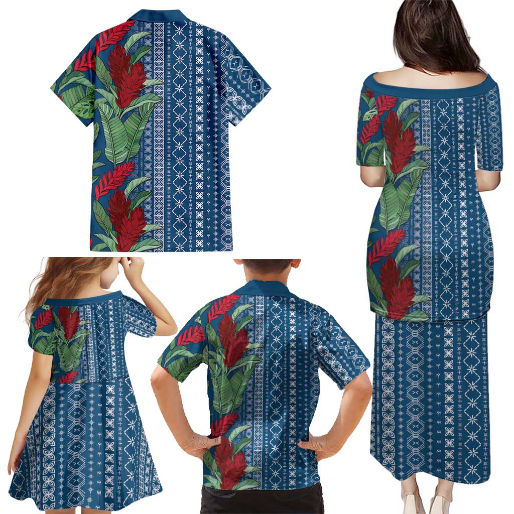 Women's Day Samoa Malu Tattoo Inspired Mix Teuila Family Matching Puletasi and Hawaiian Shirt Royal Blue LT7 - Polynesian Pride