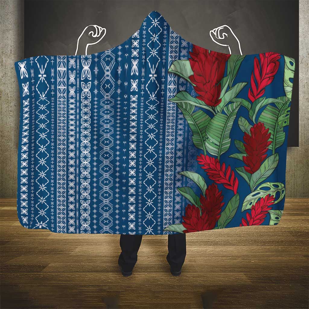 Women's Day Samoa Malu Tattoo Inspired Mix Teuila Hooded Blanket Royal Blue