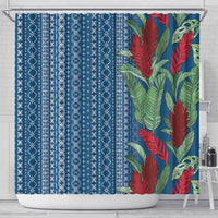 Women's Day Samoa Malu Tattoo Inspired Mix Teuila Shower Curtain Royal Blue