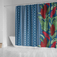 Women's Day Samoa Malu Tattoo Inspired Mix Teuila Shower Curtain Royal Blue