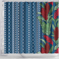 Women's Day Samoa Malu Tattoo Inspired Mix Teuila Shower Curtain Royal Blue