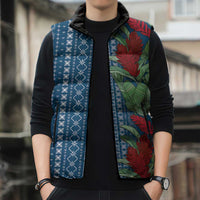 Women's Day Samoa Malu Tattoo Inspired Mix Teuila Sleeveless Puffer Jacket Royal Blue
