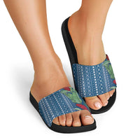 Women's Day Samoa Malu Tattoo Inspired Mix Teuila Slide Sandals Royal Blue