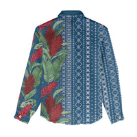 Women's Day Samoa Malu Tattoo Inspired Mix Teuila Women Casual Shirt Royal Blue