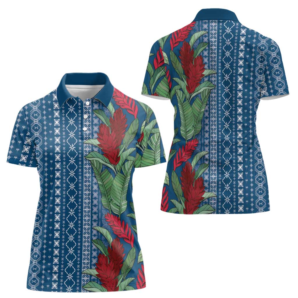 Women's Day Samoa Malu Tattoo Inspired Mix Teuila Women Polo Shirt Royal Blue