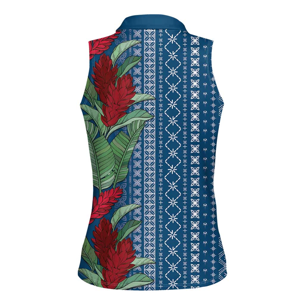 Women's Day Samoa Malu Tattoo Inspired Mix Teuila Women Sleeveless Polo Shirt Royal Blue LT7 - Polynesian Pride