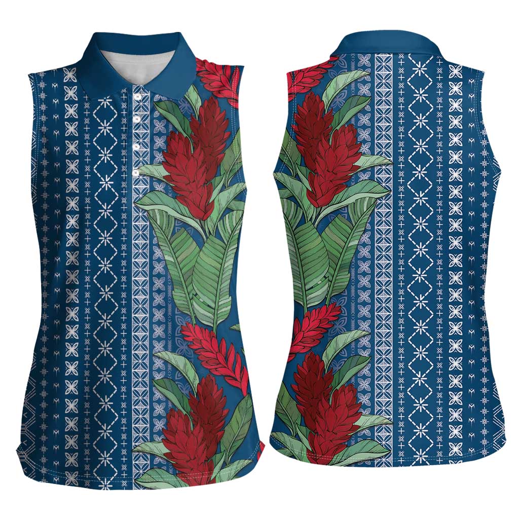 Women's Day Samoa Malu Tattoo Inspired Mix Teuila Women Sleeveless Polo Shirt Royal Blue LT7 - Polynesian Pride