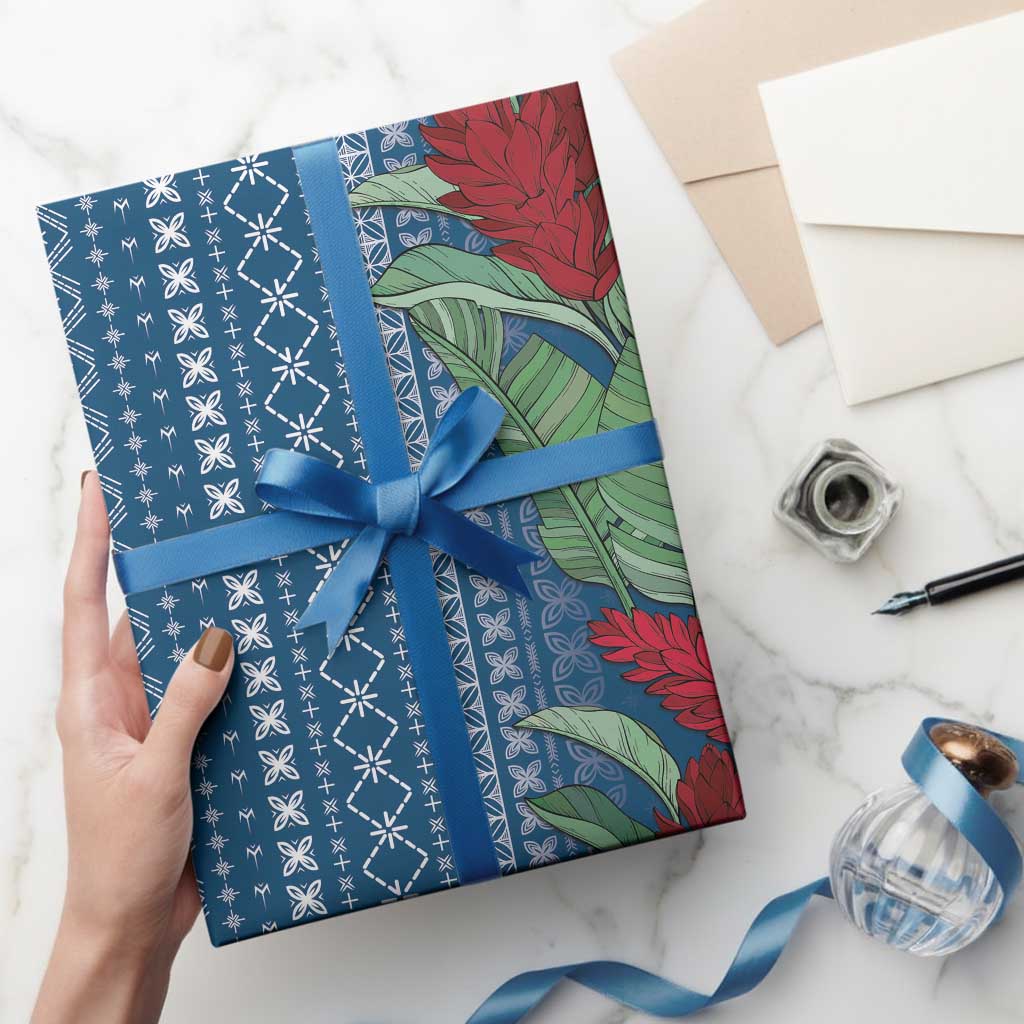 Women's Day Samoa Malu Tattoo Inspired Mix Teuila Wrapping Paper Royal Blue